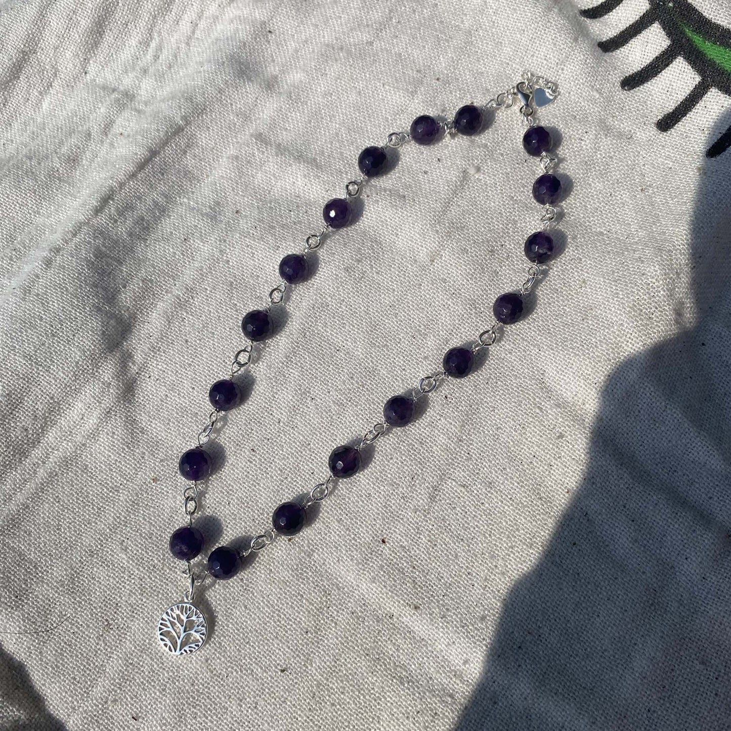 Faceted Amethyst Beads with Tree of Life