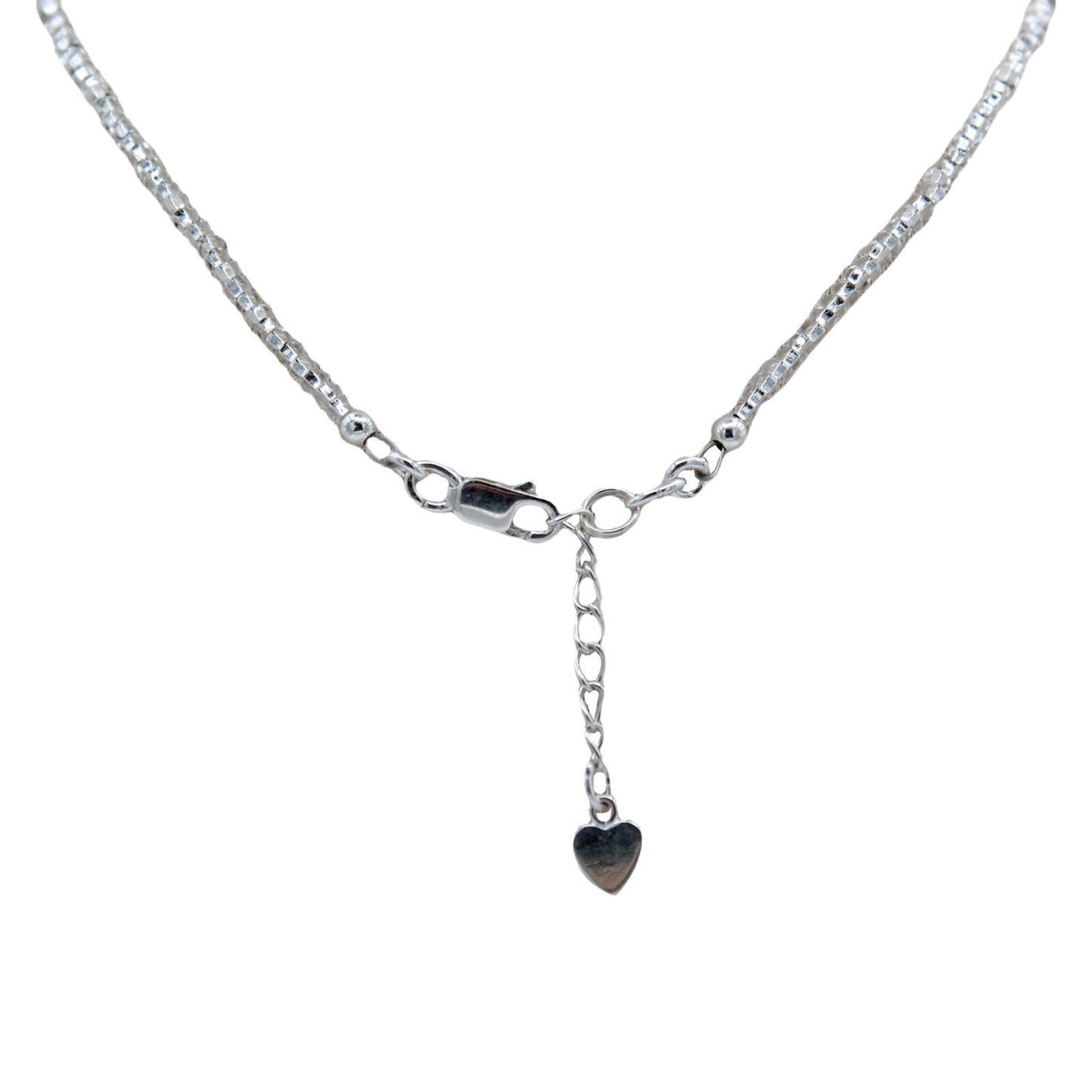 Rosary Style Glass Heart Necklace