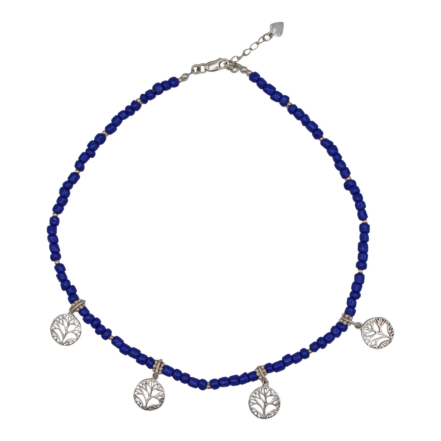 Blue Beads & Tree of Life Charms Necklace