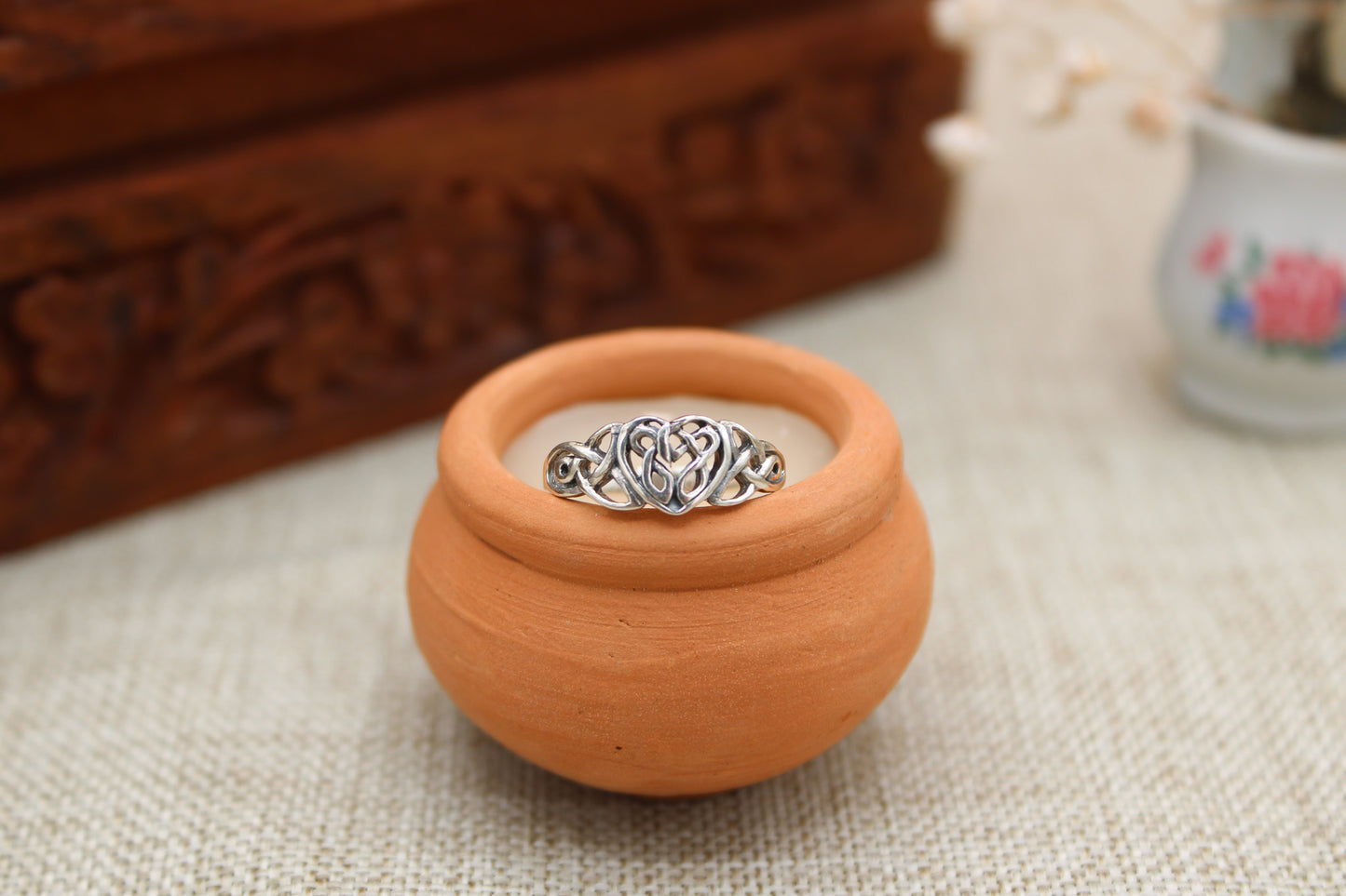 Sterling Silver Heart Celtic Knot Ring