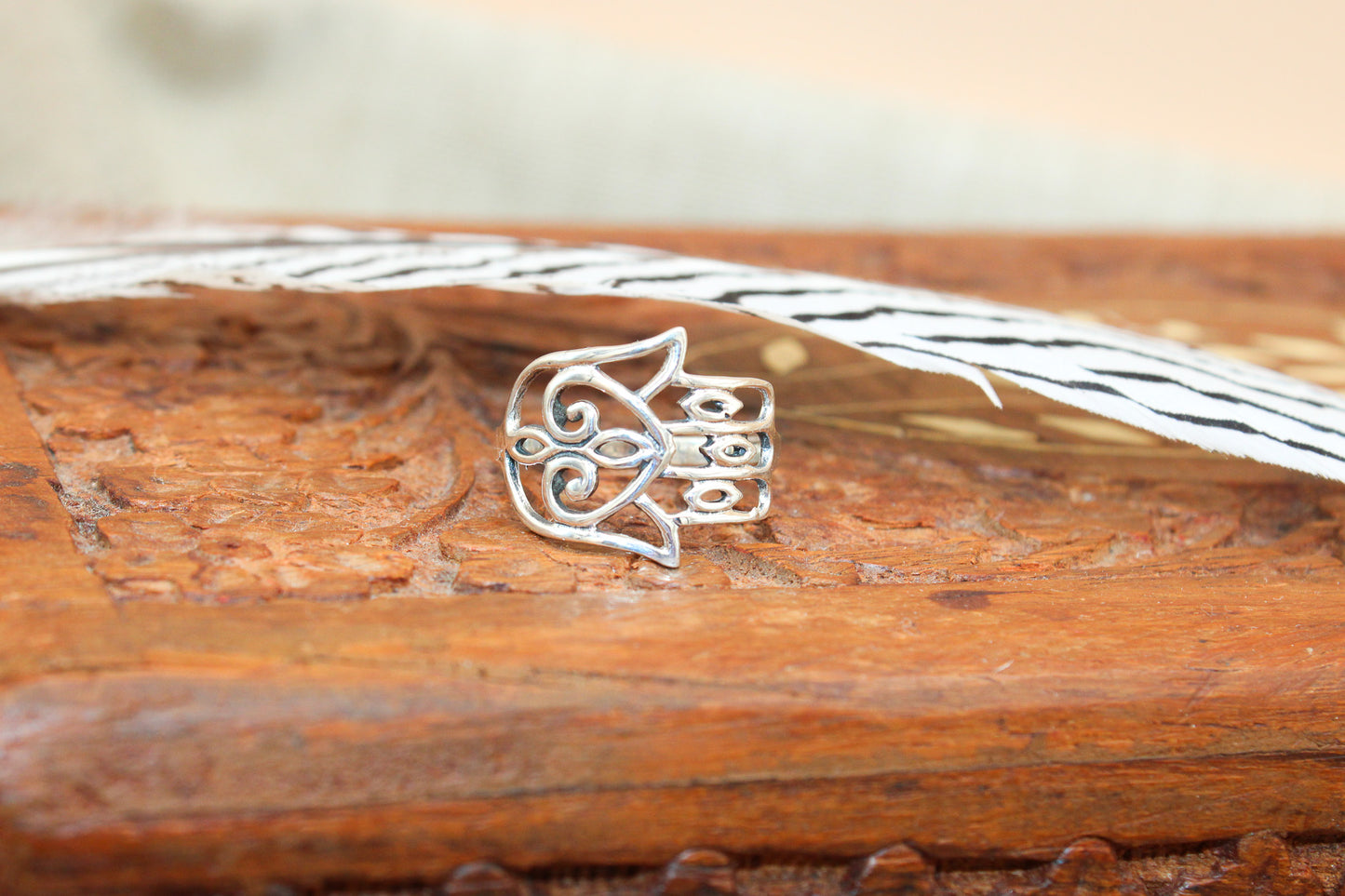Sterling Silver Wrapped Hamsa Hand Ring