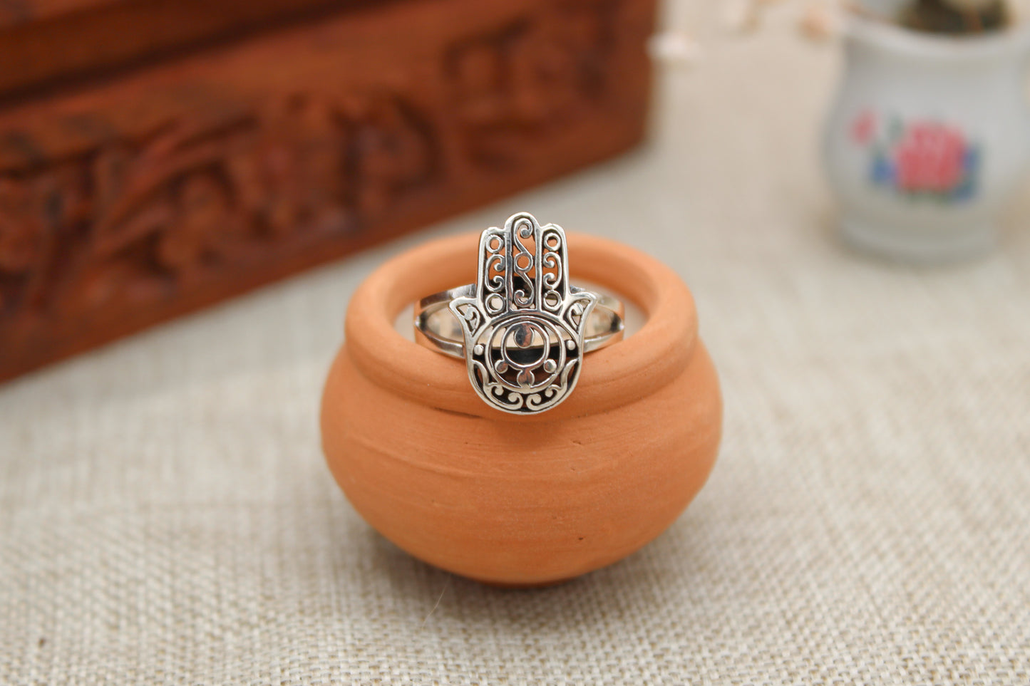 Sterling Silver Hamsa Hand Ring
