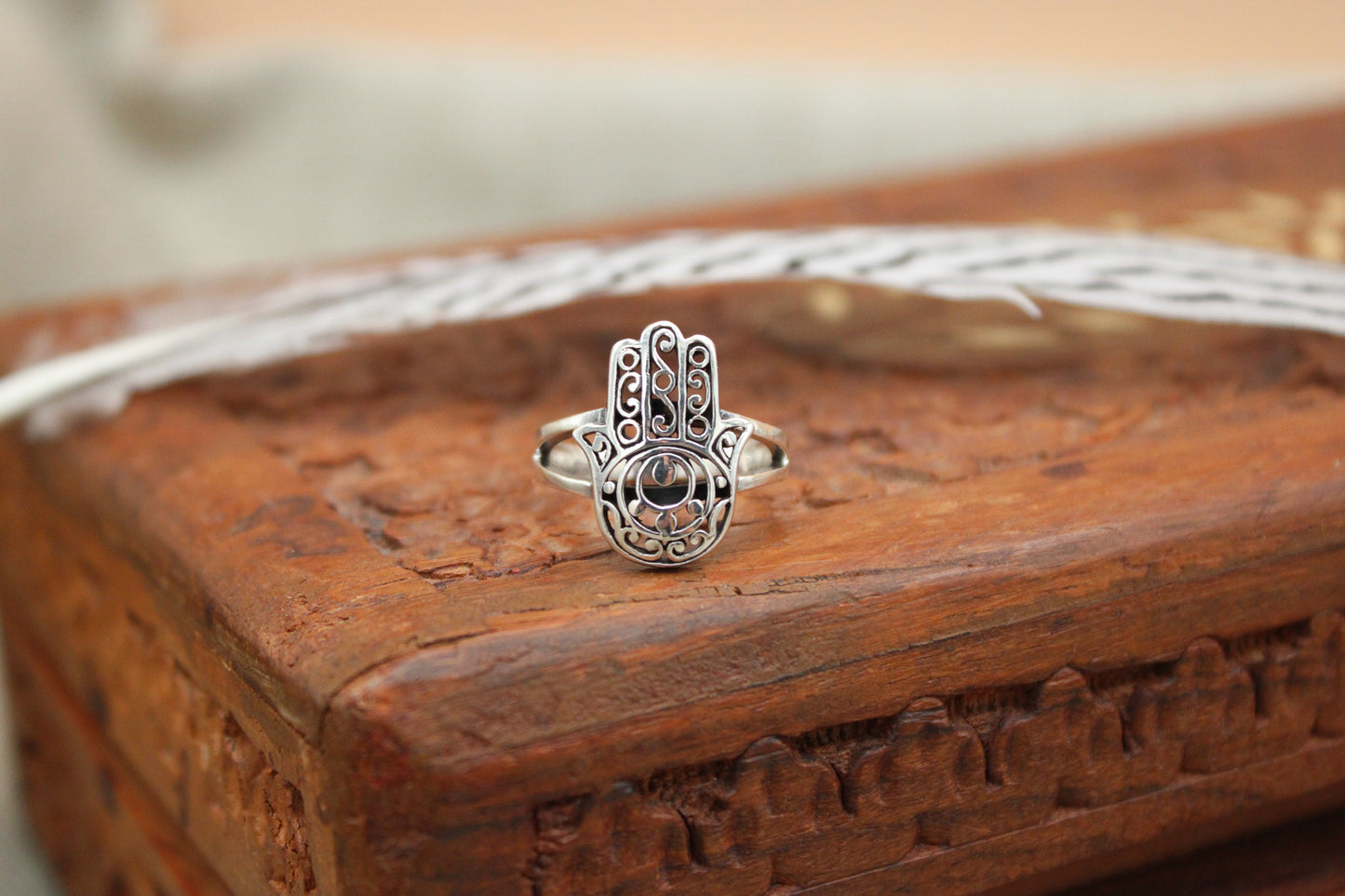 Sterling Silver Hamsa Hand Ring