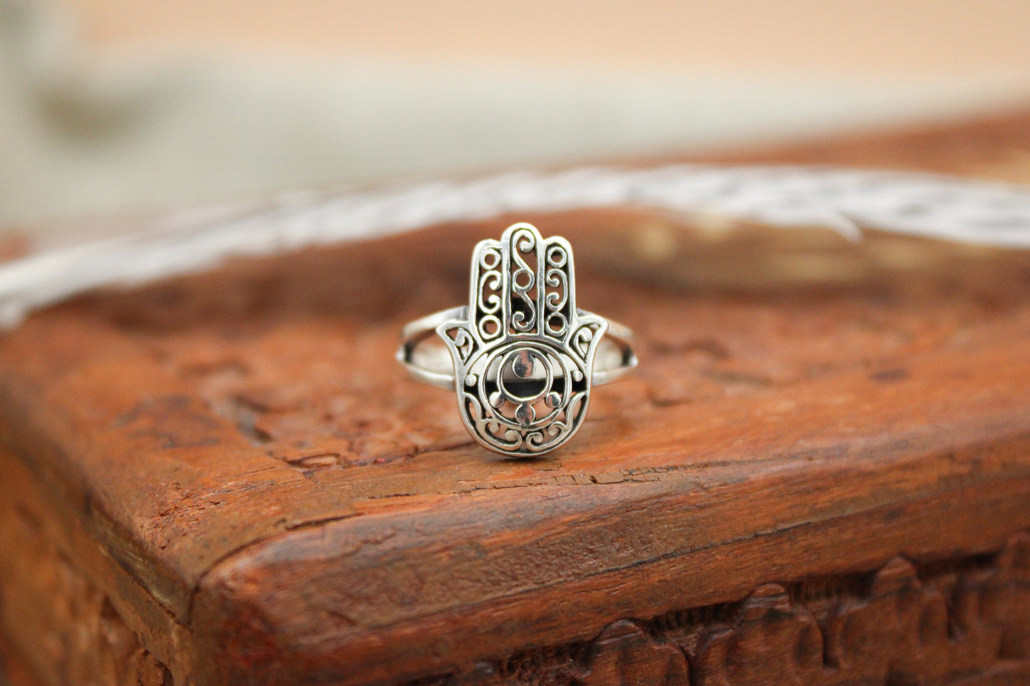 Sterling Silver Hamsa Hand Ring