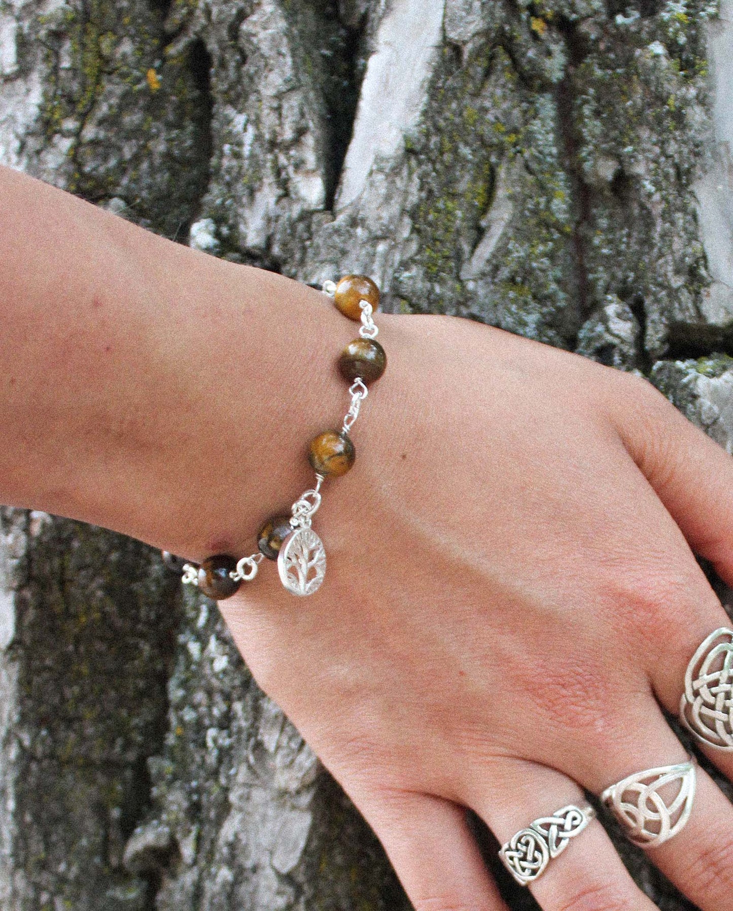 Tiger's Eye Tree of Life Bracelet