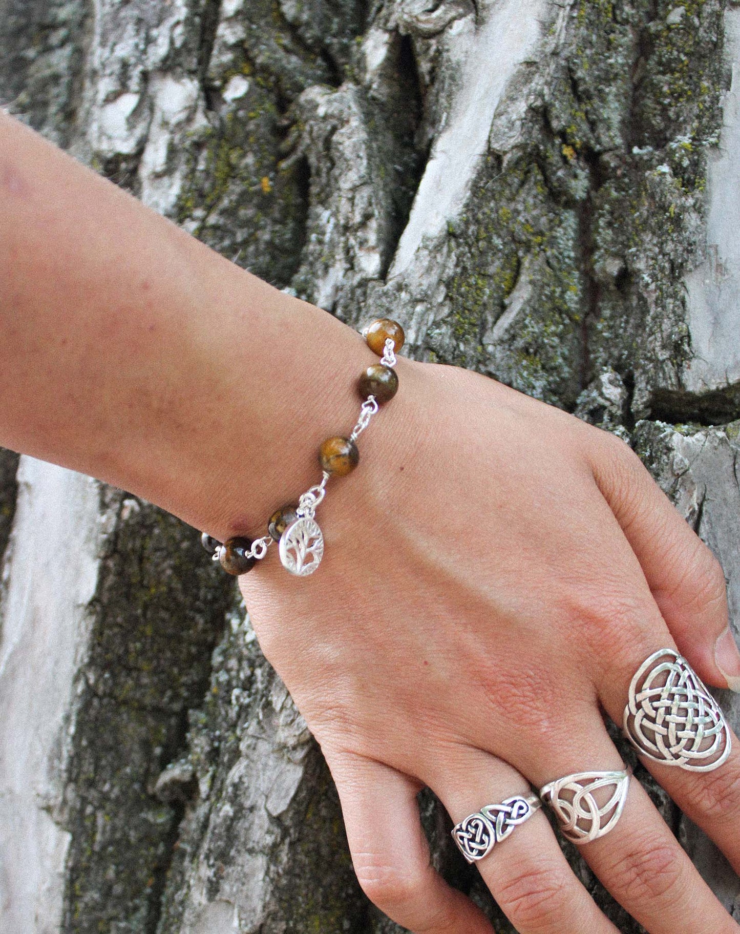 Tiger's Eye Tree of Life Bracelet