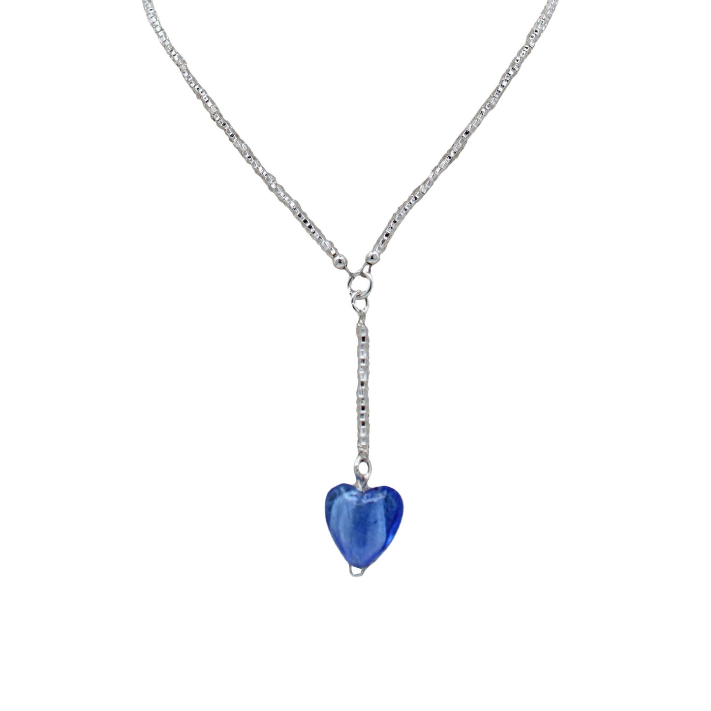 Rosary Style Glass Heart Necklace