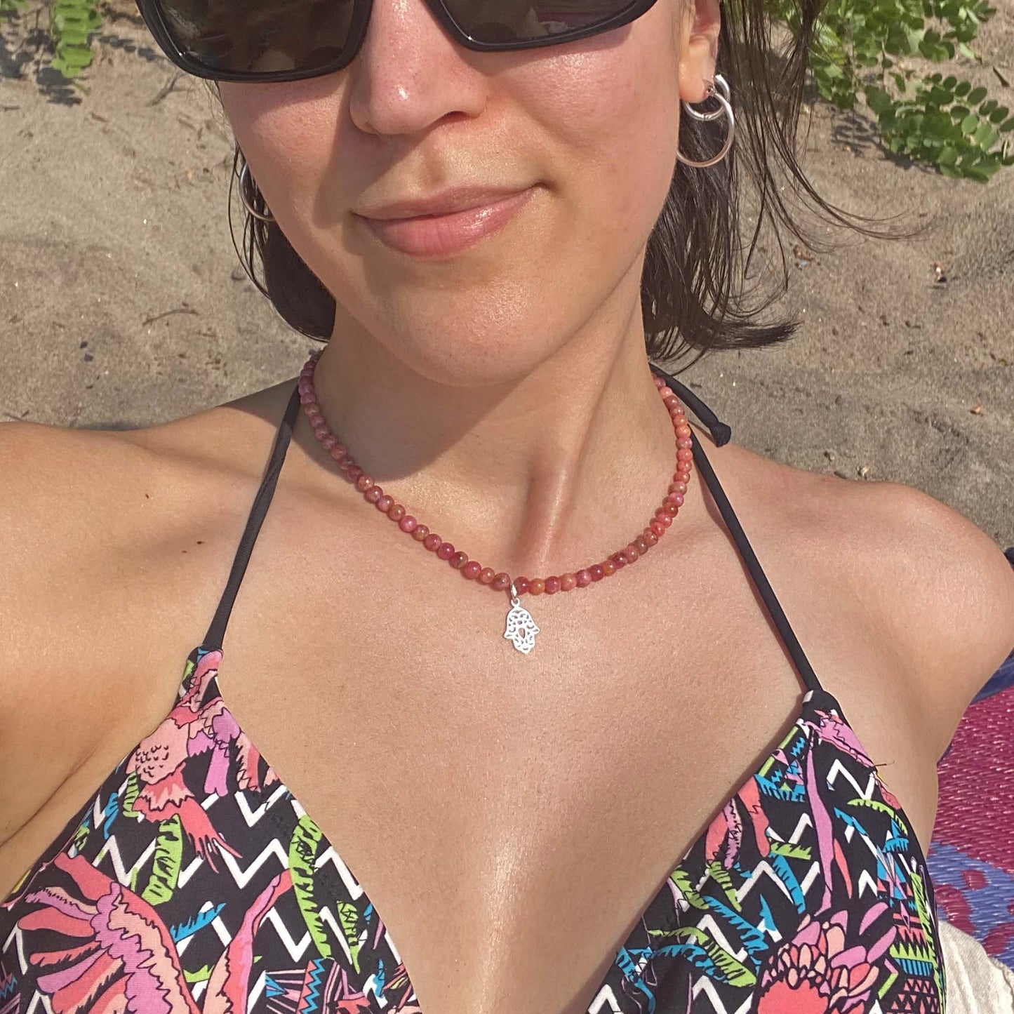 Rhodonite Hamsa Necklace