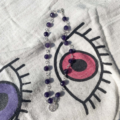 Faceted Amethyst Beads with Tree of Life