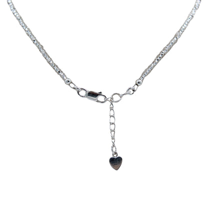 Rosary Style Glass Heart Necklace