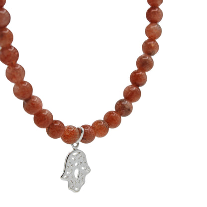 Sunstone Hamsa Necklace