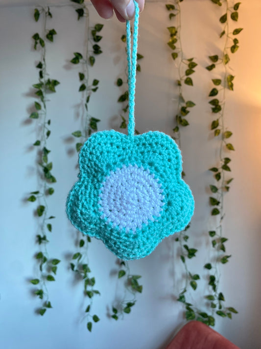 Teal Flower Bag Charm