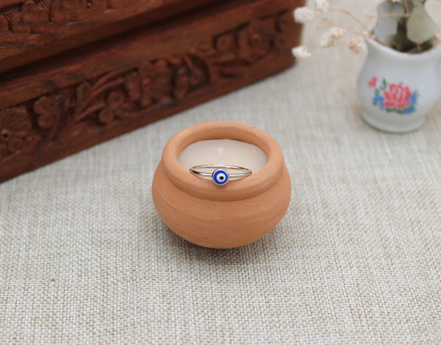 Sterling Silver Evil Eye Ring