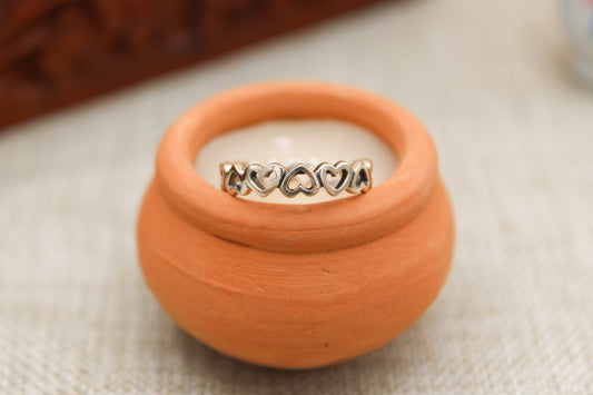 Sterling Silver Mini Hearts Ring