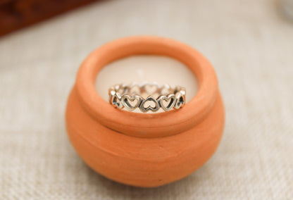 Sterling Silver Mini Hearts Ring