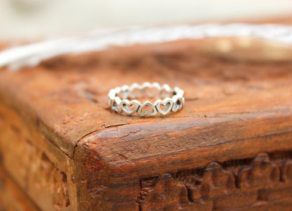 Sterling Silver Mini Hearts Ring