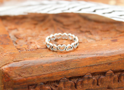 Sterling Silver Mini Hearts Ring
