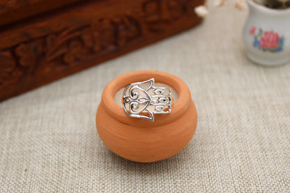 Sterling Silver Wrapped Hamsa Hand Ring