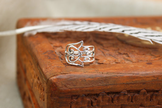 Sterling Silver Wrapped Hamsa Hand Ring