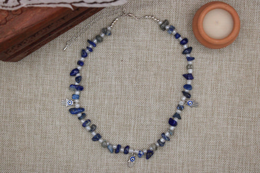 Hamsa Hand Lapis Lazuli Choker