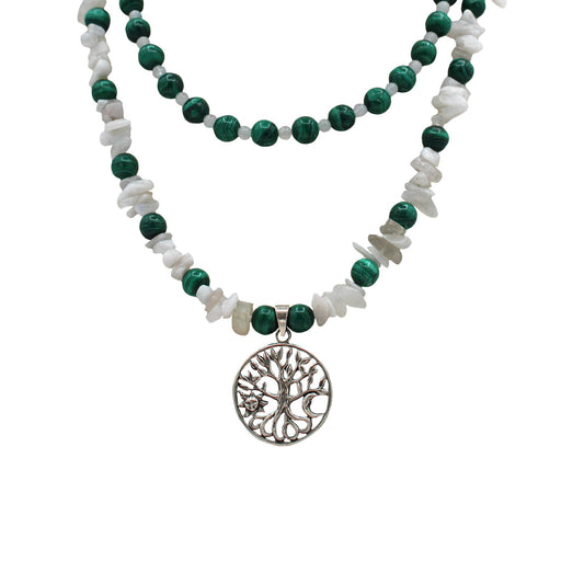 Malachite and Moonstone Necklace
