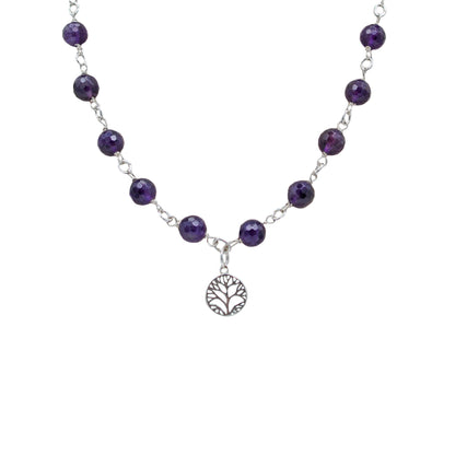 Faceted Amethyst Beads with Tree of Life
