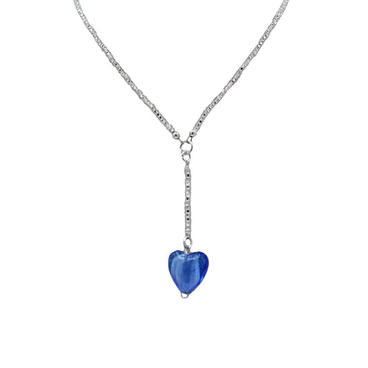 Rosary Style Glass Heart Necklace