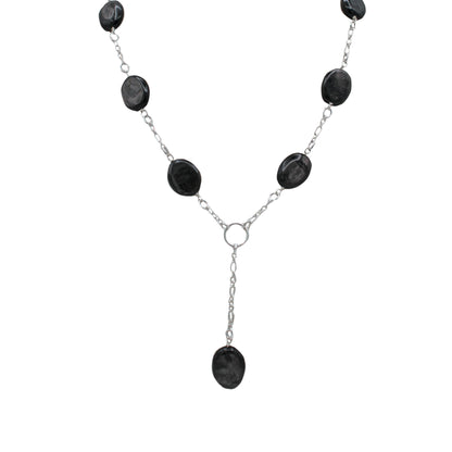 Black Agate Rosary Style Necklace