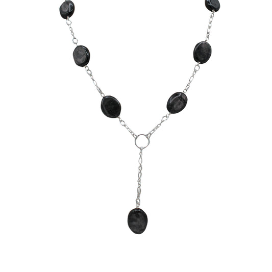 Black Agate Rosary Style Necklace