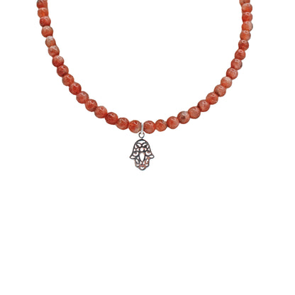 Sunstone Hamsa Necklace